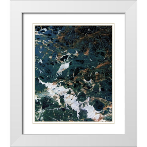 Dark Blue Smog Abstract White Modern Wood Framed Art Print with Double Matting by Villa, Mlli