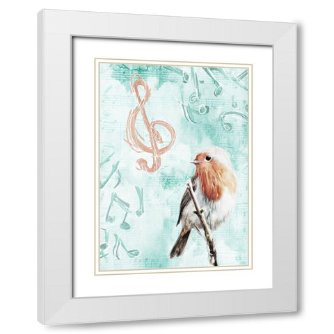 Music Bird White Modern Wood Framed Art Print with Double Matting by Villa, Mlli
