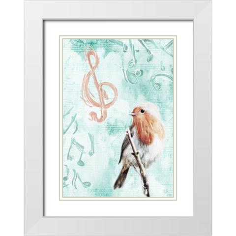 Music Bird White Modern Wood Framed Art Print with Double Matting by Villa, Mlli
