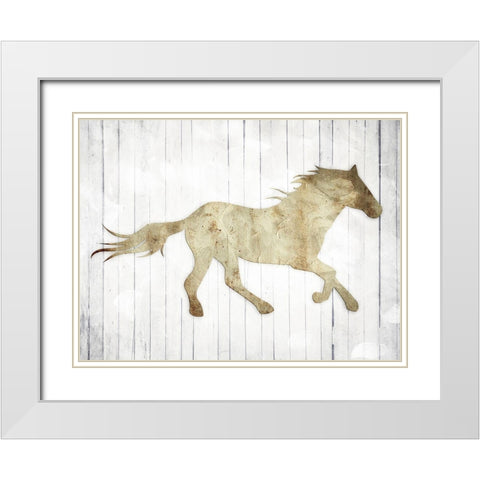 Icon Horse White Modern Wood Framed Art Print with Double Matting by Villa, Mlli
