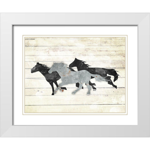 3 Icon Horse White Modern Wood Framed Art Print with Double Matting by Villa, Mlli
