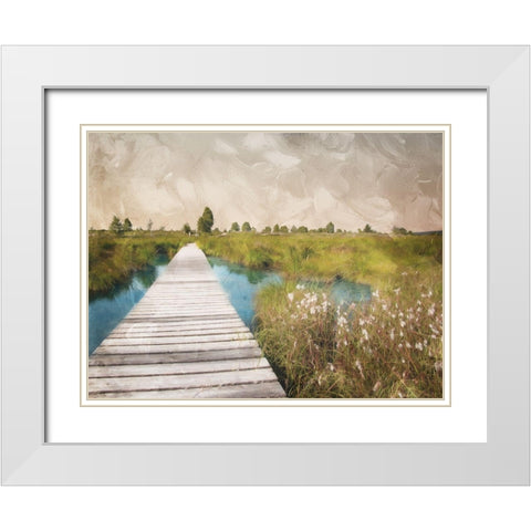 On The Marsh White Modern Wood Framed Art Print with Double Matting by Villa, Mlli