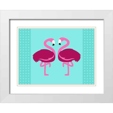 Flamingo  White Modern Wood Framed Art Print with Double Matting by Villa, Mlli