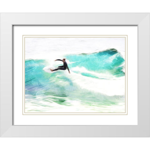Riding The Wave White Modern Wood Framed Art Print with Double Matting by Villa, Mlli