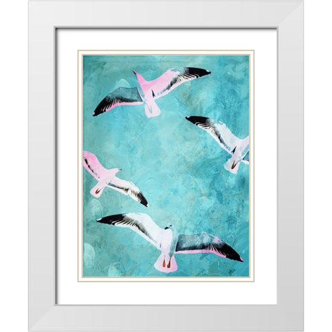 Birds In The Sky White Modern Wood Framed Art Print with Double Matting by Villa, Mlli