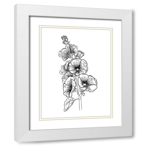 Lined Flowers White Modern Wood Framed Art Print with Double Matting by Villa, Mlli