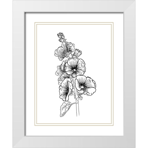 Lined Flowers White Modern Wood Framed Art Print with Double Matting by Villa, Mlli