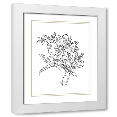 Lined Flowers Mate White Modern Wood Framed Art Print with Double Matting by Villa, Mlli