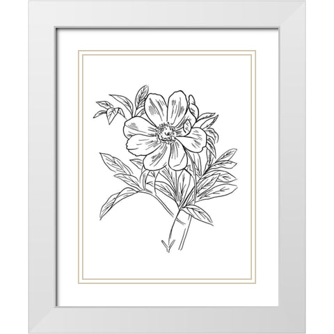 Lined Flowers Mate White Modern Wood Framed Art Print with Double Matting by Villa, Mlli