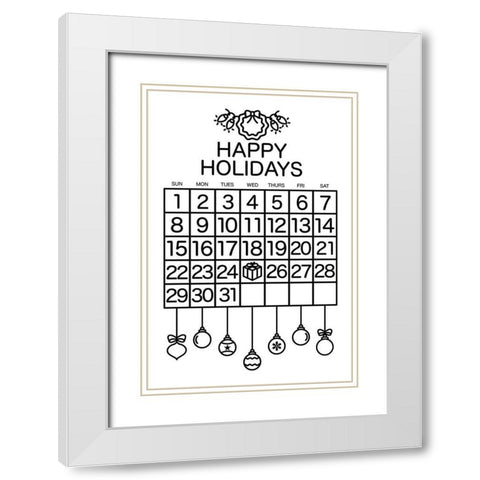 Happy Holidays White Modern Wood Framed Art Print with Double Matting by Villa, Mlli
