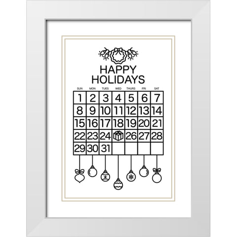 Happy Holidays White Modern Wood Framed Art Print with Double Matting by Villa, Mlli