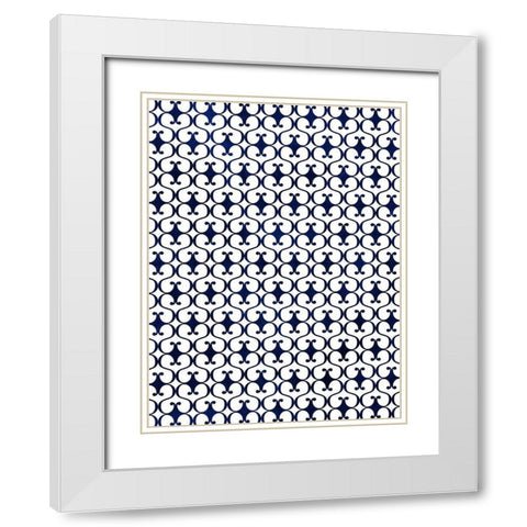 Blue Flourish White Modern Wood Framed Art Print with Double Matting by Villa, Mlli