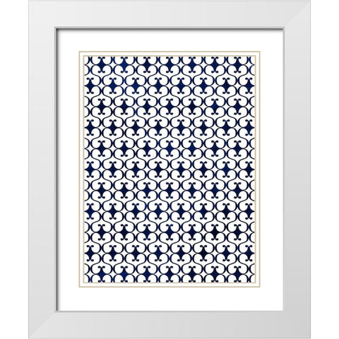 Blue Flourish White Modern Wood Framed Art Print with Double Matting by Villa, Mlli