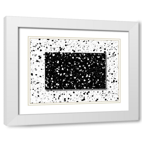 Black White Speckles White Modern Wood Framed Art Print with Double Matting by Villa, Mlli