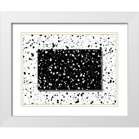 Black White Speckles White Modern Wood Framed Art Print with Double Matting by Villa, Mlli