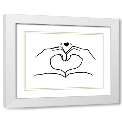Heart Bw White Modern Wood Framed Art Print with Double Matting by Villa, Mlli