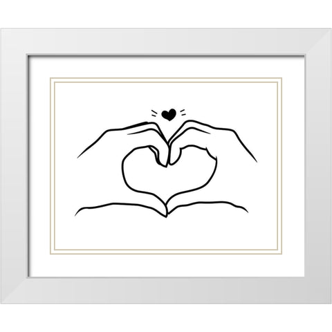 Heart Bw White Modern Wood Framed Art Print with Double Matting by Villa, Mlli