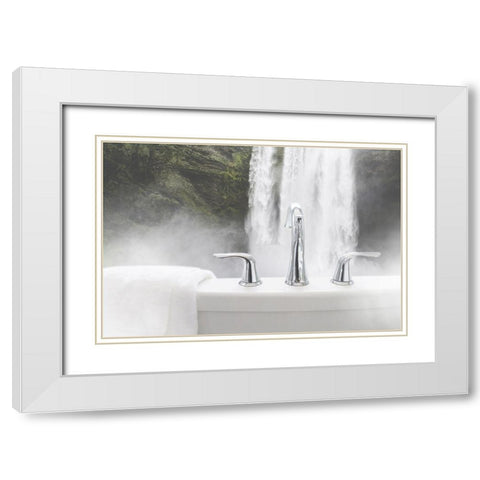 Enjoy the Bath White Modern Wood Framed Art Print with Double Matting by Villa, Mlli