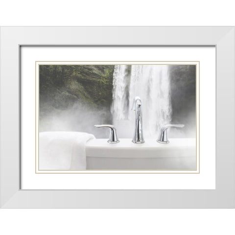Enjoy the Bath White Modern Wood Framed Art Print with Double Matting by Villa, Mlli
