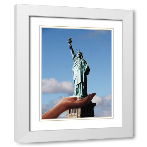 Hold Her White Modern Wood Framed Art Print with Double Matting by Villa, Mlli