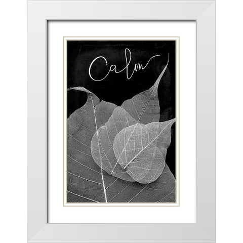 Calm Leaves White Modern Wood Framed Art Print with Double Matting by Villa, Mlli