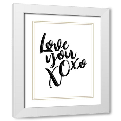 Love You Xoxo White Modern Wood Framed Art Print with Double Matting by Villa, Mlli