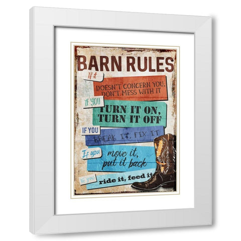 Barn Rules White Modern Wood Framed Art Print with Double Matting by Villa, Milli