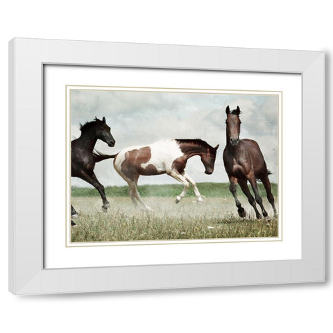 Running Horses 4 White Modern Wood Framed Art Print with Double Matting by Villa, Milli