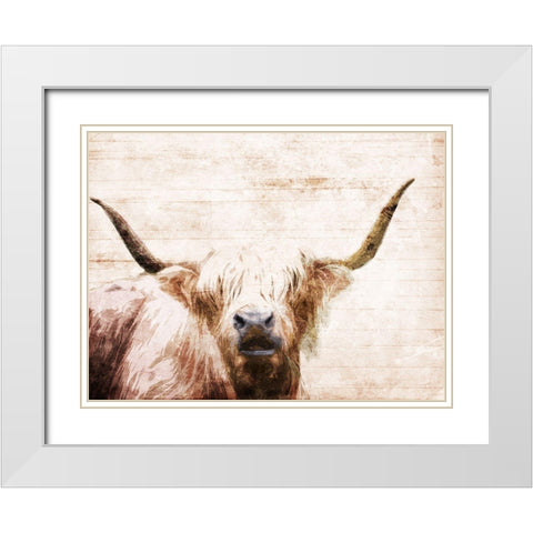 The Bull Look White Modern Wood Framed Art Print with Double Matting by Villa, Milli