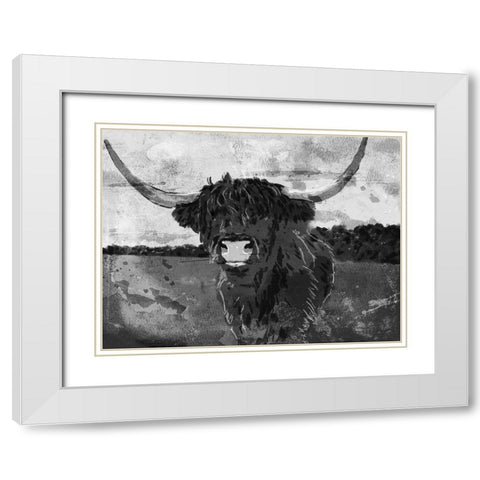 Hi Bull BW White Modern Wood Framed Art Print with Double Matting by Villa, Milli