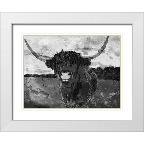 Hi Bull BW White Modern Wood Framed Art Print with Double Matting by Villa, Milli