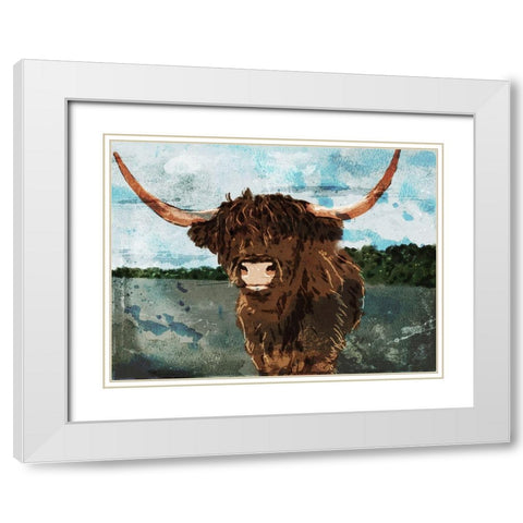 Hi Bull White Modern Wood Framed Art Print with Double Matting by Villa, Milli