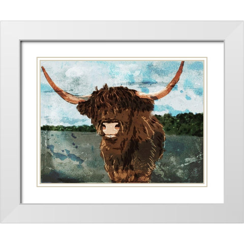 Hi Bull White Modern Wood Framed Art Print with Double Matting by Villa, Milli