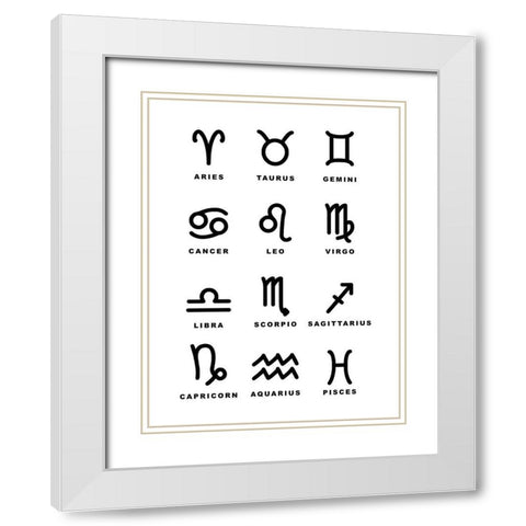 Symbol Zodiac White Modern Wood Framed Art Print with Double Matting by Villa, Milli