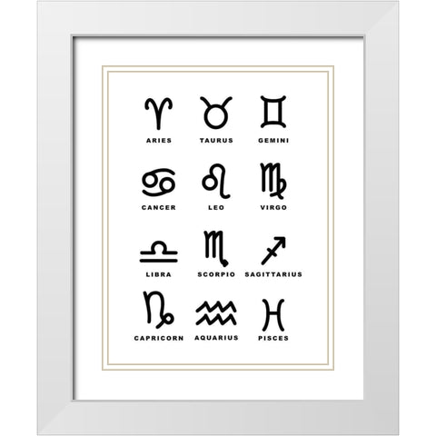 Symbol Zodiac White Modern Wood Framed Art Print with Double Matting by Villa, Milli