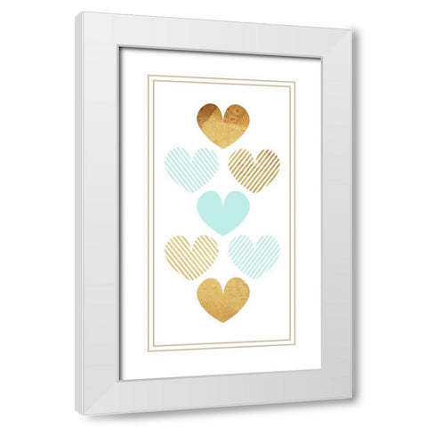 Crossed Heart Teal White Modern Wood Framed Art Print with Double Matting by Villa, Mlli