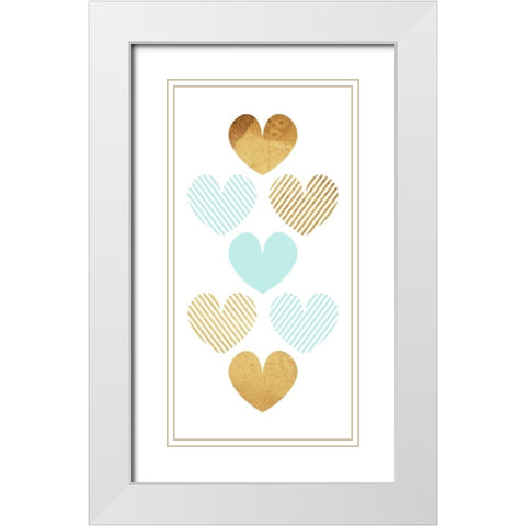 Crossed Heart Teal White Modern Wood Framed Art Print with Double Matting by Villa, Mlli