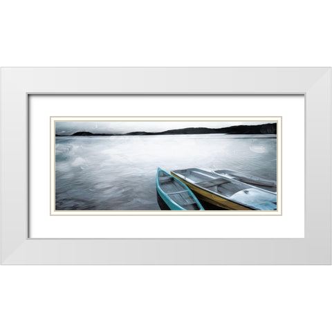 Three Boats White Modern Wood Framed Art Print with Double Matting by Villa, Mlli