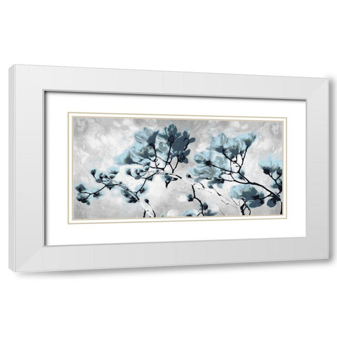 Blue Bloom White Modern Wood Framed Art Print with Double Matting by Villa, Mlli