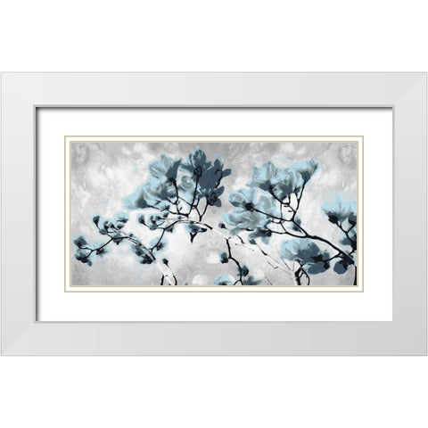 Blue Bloom White Modern Wood Framed Art Print with Double Matting by Villa, Mlli