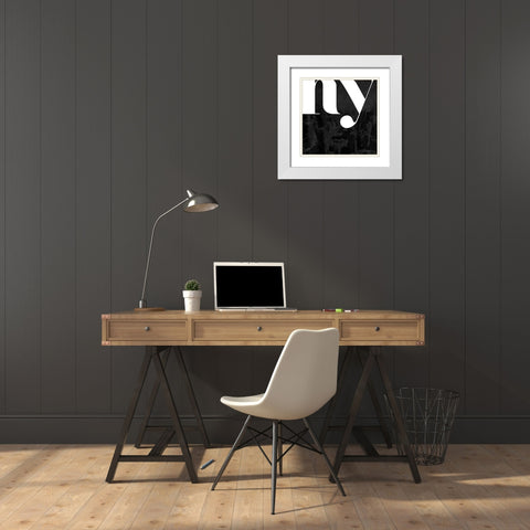 Black NY White Modern Wood Framed Art Print with Double Matting by Villa, Mlli