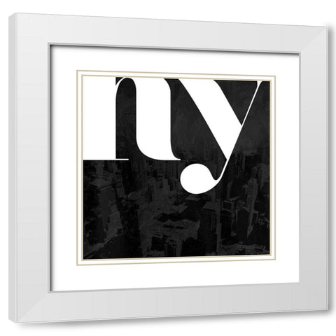 Black NY White Modern Wood Framed Art Print with Double Matting by Villa, Mlli