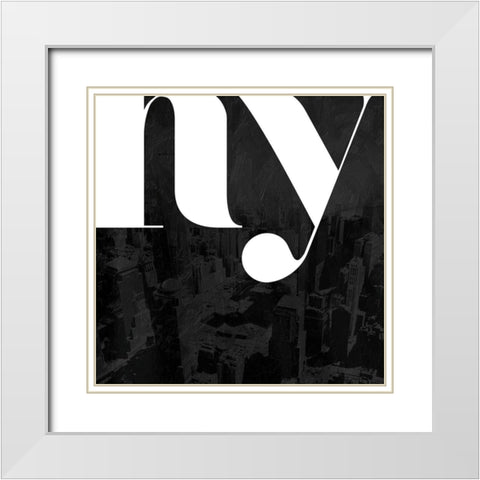 Black NY White Modern Wood Framed Art Print with Double Matting by Villa, Mlli