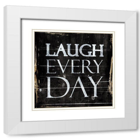 Laugh White Modern Wood Framed Art Print with Double Matting by Villa, Mlli