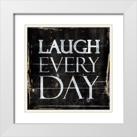 Laugh White Modern Wood Framed Art Print with Double Matting by Villa, Mlli