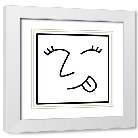Sticking Tongue Out White Modern Wood Framed Art Print with Double Matting by Villa, Mlli