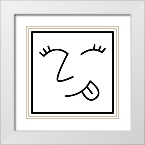 Sticking Tongue Out White Modern Wood Framed Art Print with Double Matting by Villa, Mlli