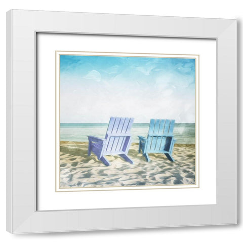 Lets Sit On The Beach White Modern Wood Framed Art Print with Double Matting by Villa, Mlli