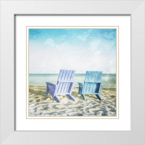 Lets Sit On The Beach White Modern Wood Framed Art Print with Double Matting by Villa, Mlli