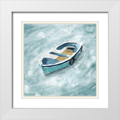 Boat On Its Own White Modern Wood Framed Art Print with Double Matting by Villa, Mlli